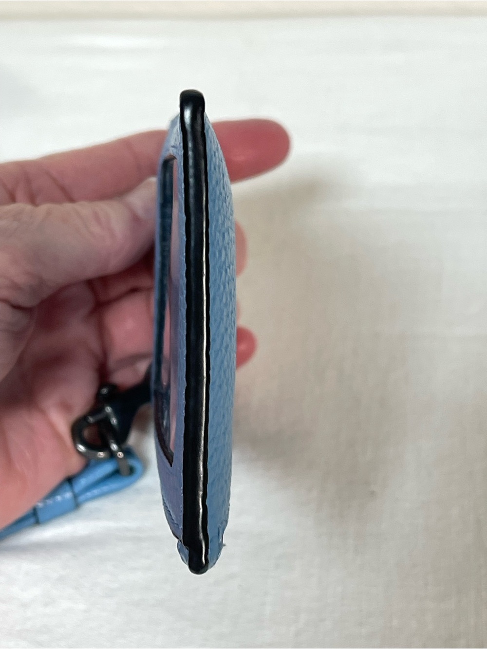 Coach Blue Leather Lanyard Card ID Case with Embossed Logo - Picture 8 of 15